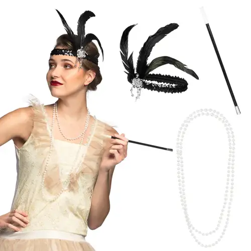 Set Flapper (headband, necklace and cigarette holder)