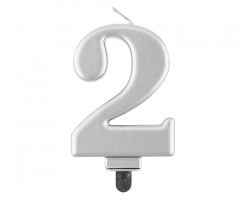 Birthday Candle Number 2,  silver