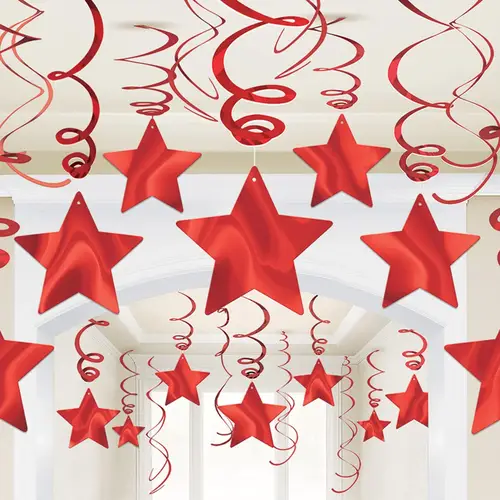Red Shooting Star Swirl Decorations