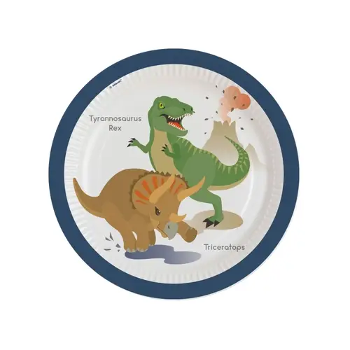 Happy Dinosaur Round Paper Plates