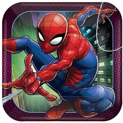 Spider-Man Webbed Square Paper Plates