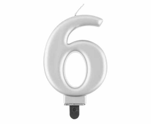 Birthday Candle Number 6,  silver