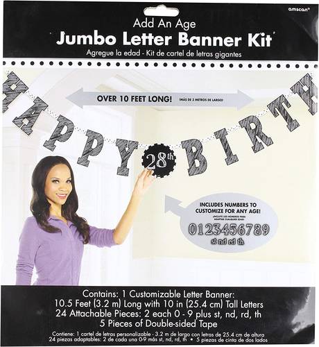 Chalkboard Birthday Jumbo Add An Age Letter Banner