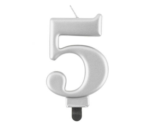 Birthday Candle Number 5,  silver