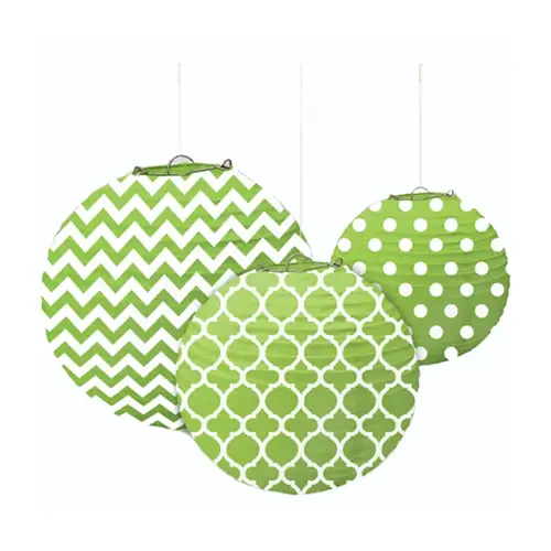 Kiwi Dots & Chevron Roun Paper Lanterns 