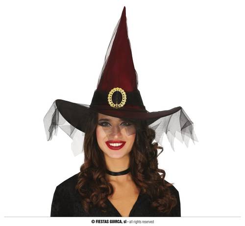 Garnet Witch Hat With Veil