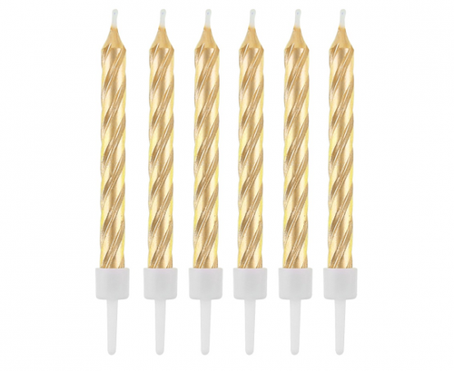 Swirl Candles, gold, 12 pcs