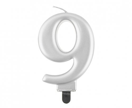 Birthday Candle Number 9,  silver