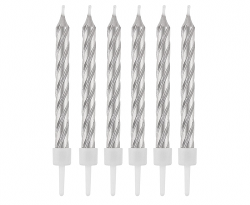 Swirl Candles silver, 12 pcs
