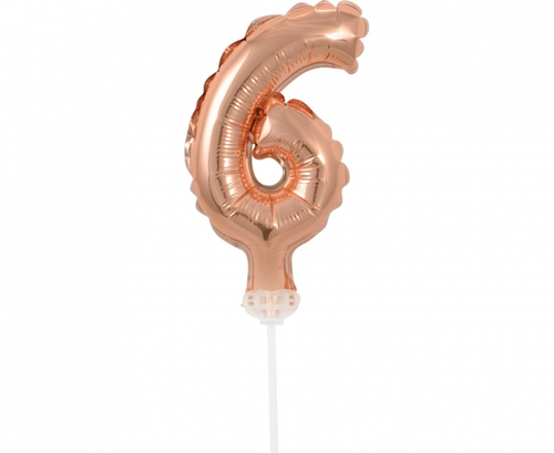 Foil Cake Decoration Number 6, rose-gold
