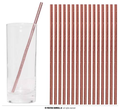 Bag 12 Straws Gold Rose