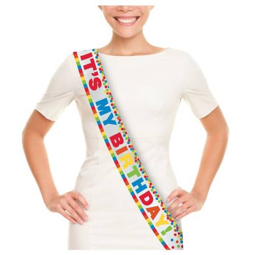 Primary Rainbow Happy Birthday Sash