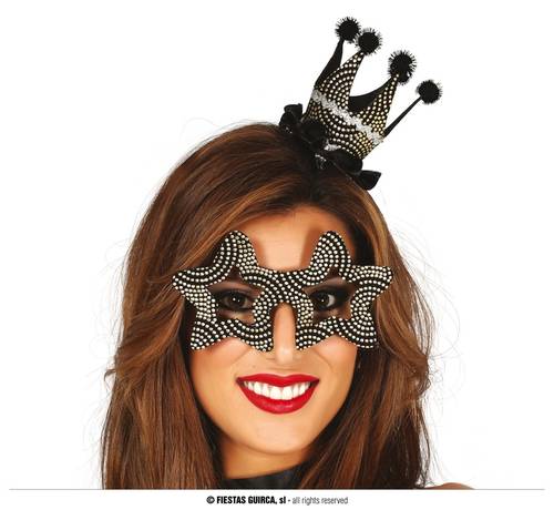 New Year'S Eve Golden Set Crown And Glas