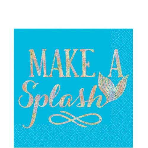 Mermaid Wishes Hot Stamped Beverage Napkin, 16Pcs