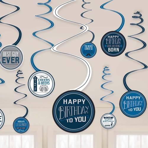 Happy Birthday Man Spiral Decoration Value Pack