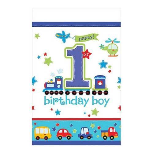 1st Bday Plastic Table Cover Boy Pink