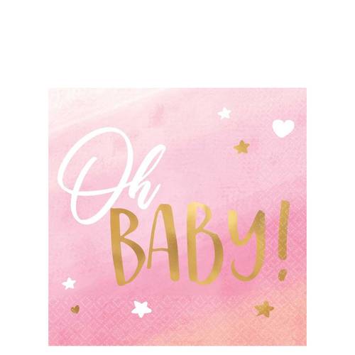 Oh Baby Girl Hot Stamped Beverage Napkin 