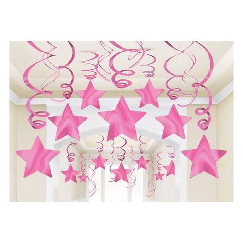 Bright Pink Shooting Star Swirl Decorations 
