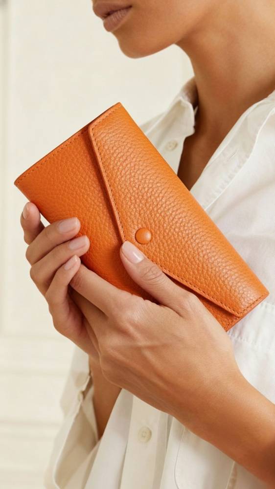 Cow leather wallet-orange model