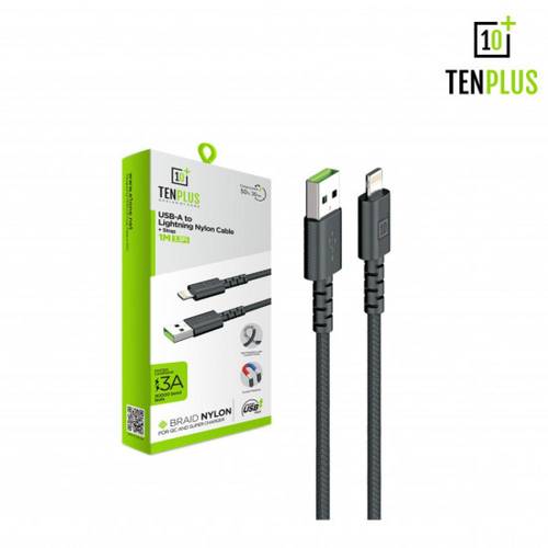 كيبل شحن سريع من USB & Lightning بطول 1 متر بقوة 3A من +10 TENPLUS