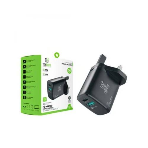 رأس جداري أصلي PD بمنفذ Type C و منفذ USB بقوة 20W من +10 TENPLUS
