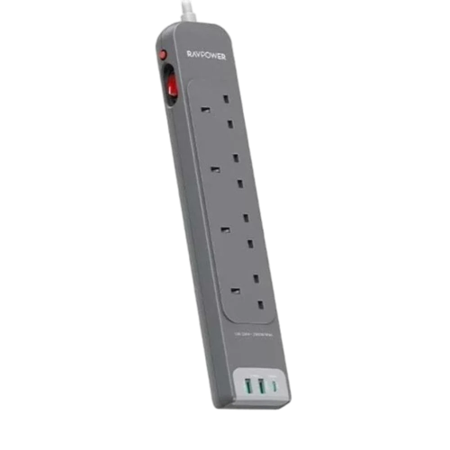 توصيلة 4 منافذ طاقة ومنفذين USB ومنفذ RAVPOWER Type C بطول 1 متر
