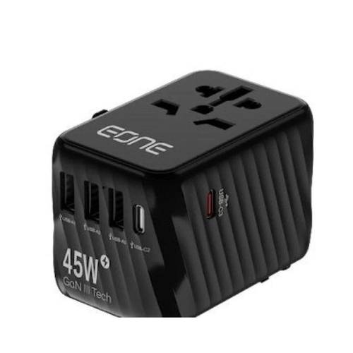 رأس جداري EONE لسفر بمنفذ طاقة ومنفذين Type C و 3 منافذ USB بقوة 45W
