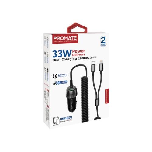 راس سياره USB+كيبلين ملولو TC+IP PROMATE 33W