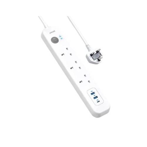 توصيلة Anker ثلاثة منافذ طاقة ومنفذين USB ومنفذ PD بقوة 30W