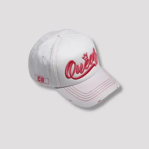 Queen - Full - White with Pink Women's Cap