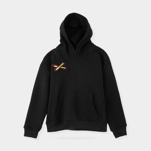 Skating Black Hoodie-Kids