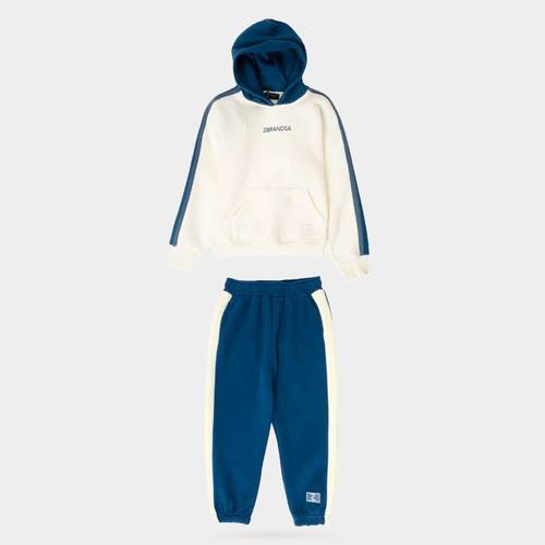 Blue & Beige Kids-Hoodie