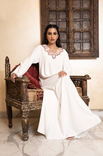 White V neck maxi kaftan Kingdom Unification collection