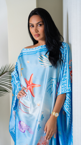 Maxi Silk dress off-shoulder Red sea collection