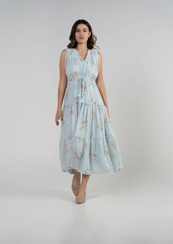 Floral chiffon blue dress bloom collection