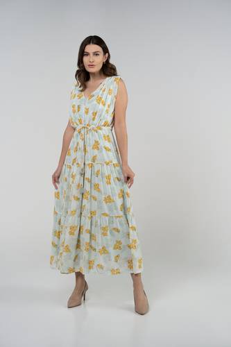 Floral chiffon green dress bloom collection