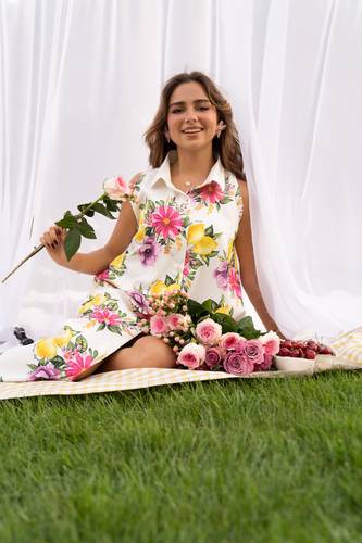 Floral print shirt dress summer citrus collection