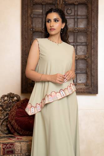Olive sleeveless maxi kaftan Kingdom Unification collection
