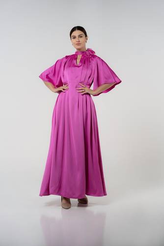 Maxi crepe Fuchsia dress bloom collection
