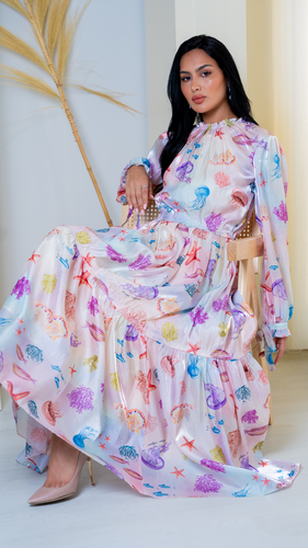 maxi dress in organza Red sea collection