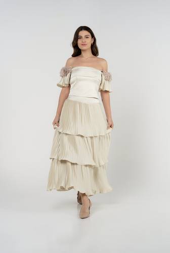 Maxi crepe olive skirt and top set bloom collection