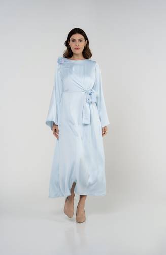 Maxi crepe baby blue dress bloom collection