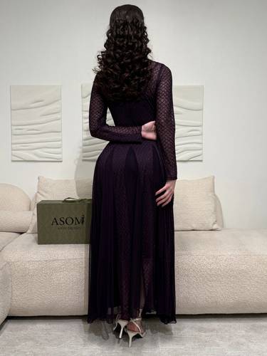 فستان لاتينا موف - (XXXXL) الخصر 38 انش : الصدر 44 انش
