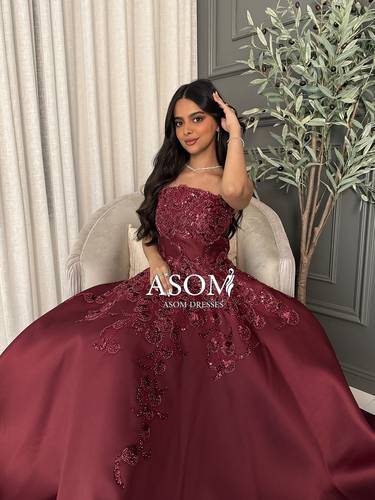 فستان ليال عنابي - (XXXL) الصدر:١٠٢سم , الخصر:٩١سم