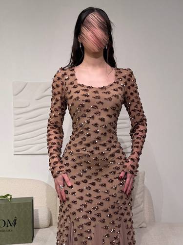 فستان نيرين ذهبي - (XXXXL) الخصر 38 انش : الصدر 44 انش