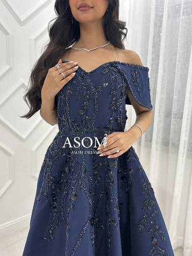 فستان كرستينا كحلي  - (XXXL) الصدر:١٠٢سم , الخصر:٩١سم