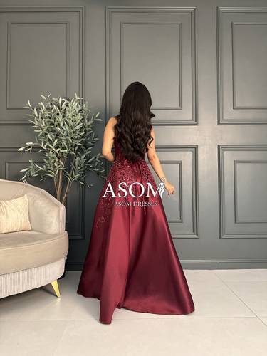 فستان ليال عنابي - (XXXL) الصدر:١٠٢سم , الخصر:٩١سم