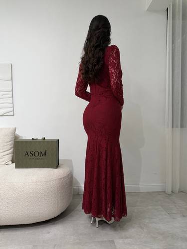 فستان رهايف دانتيل عودي - (XXXXL) الخصر 38 انش : الصدر 44 انش