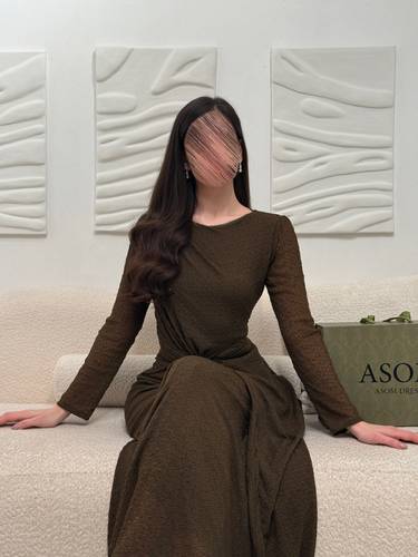فستان سراب زيتوني  - (XS) الخصر 24 انش : الصدر 30 انش
