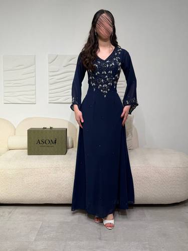 جلابيه خزامى كحلي - (XXXXL) الخصر 38 انش : الصدر 44 انش